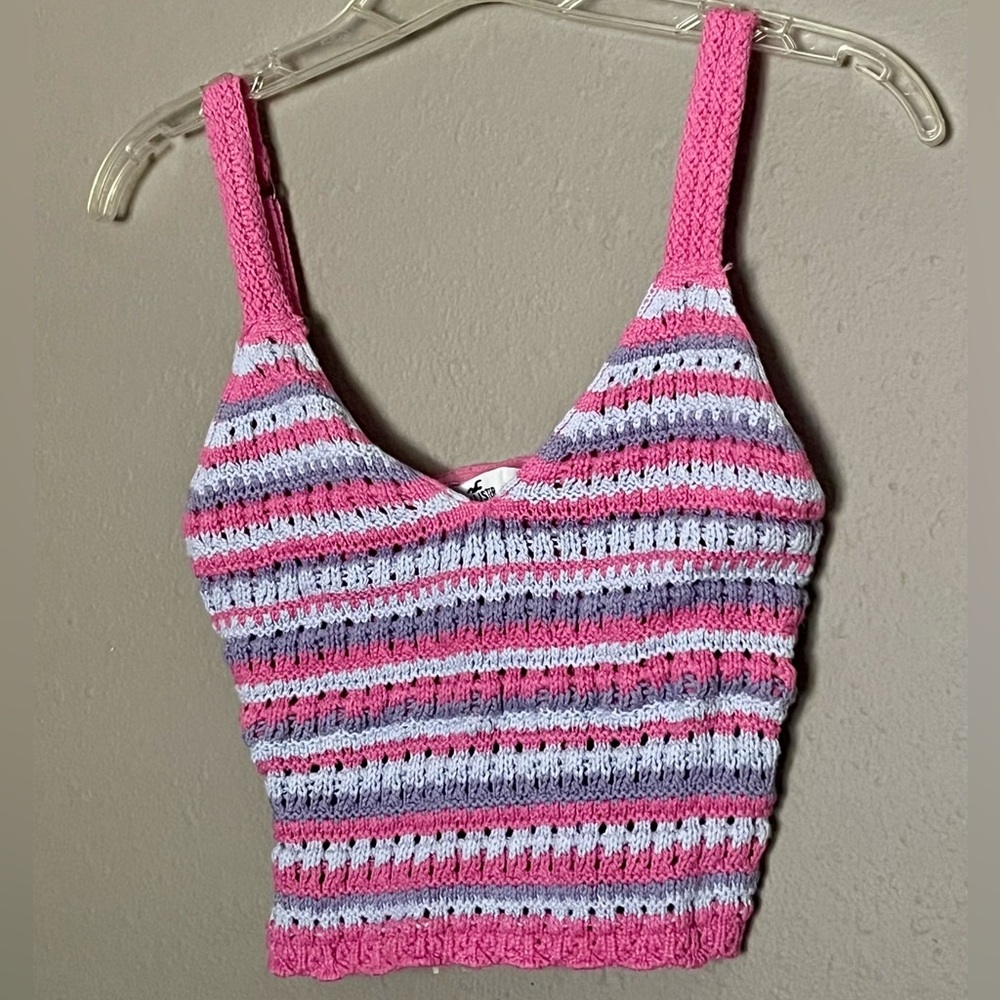 Hollister Crochet Striped crop top